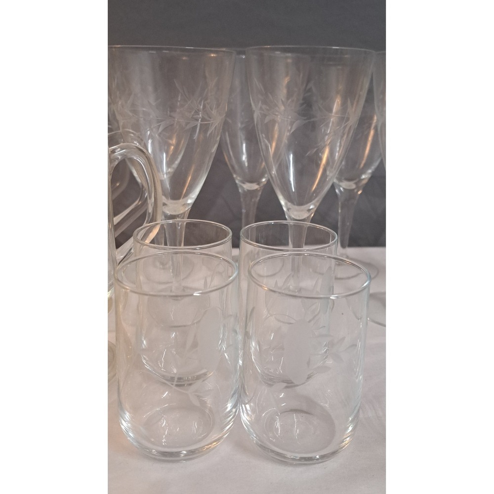 Vintage Princess House Heritage Crystal Irish Coffee Mugs Etched Floral Pattern - Picture 3 of 16